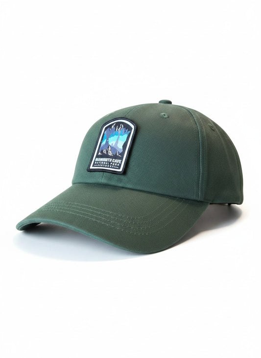 Moove Headwear dark green cotton dad hat with Mammoth Cave National Park embroidered patch