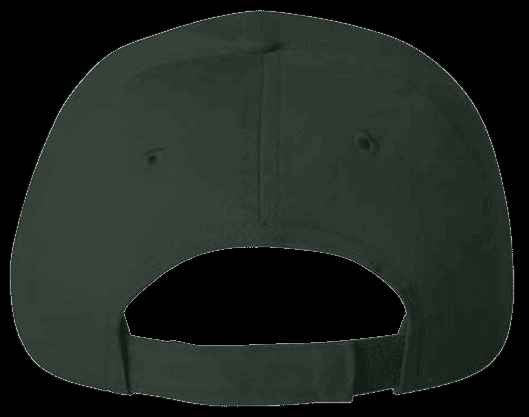 Moove Headwear dark green trucker hat with adjustable strap and leather patch featuring a mountain tree design.