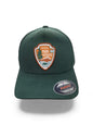 Moove Headwear dark green baseball cap with National Park Service logo patch on front. Flexfit L/XL.