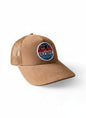 Moove Headwear tan suede trucker hat with mesh back and Olympic National Park patch