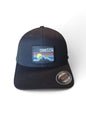 Moove Headwear black baseball cap with a colorful "Oregon" patch featuring mountains and a sunset. Flexfit technology.