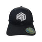 Moove Headwear black trucker hat with white PNW logo patch and mesh back panel, adjustable snapback closure.