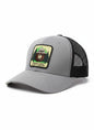Moove Headwear grey trucker hat with black mesh back and Smokey Bear patch saying "Keep It Green"