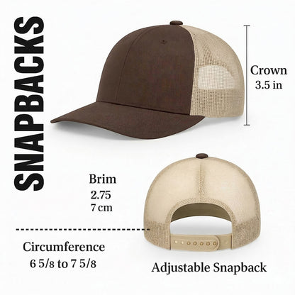 Moove Headwear Official Smokey Bear trucker hat with brown front and tan mesh back, adjustable snapback.
