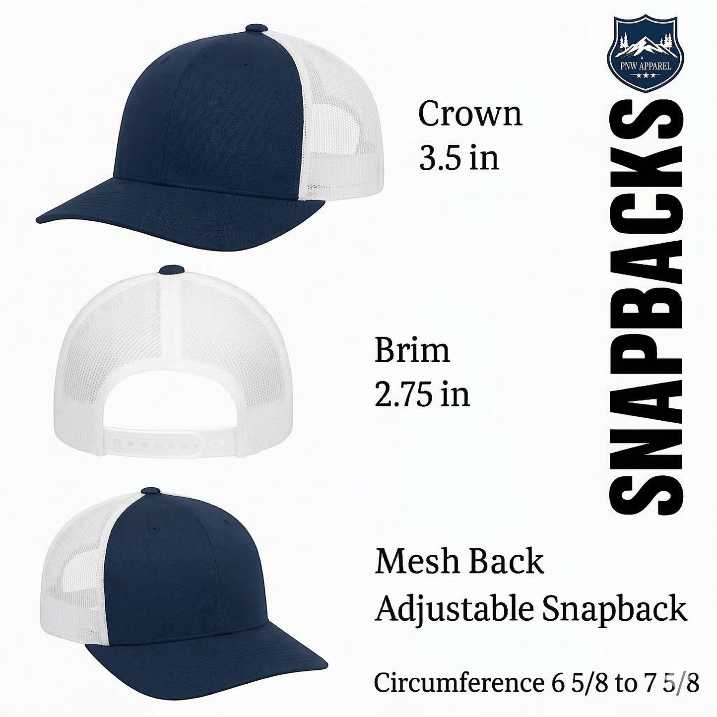 Moove Headwear navy blue and white mesh trucker hat with adjustable snapback closure, featuring Smokey Bear logo.