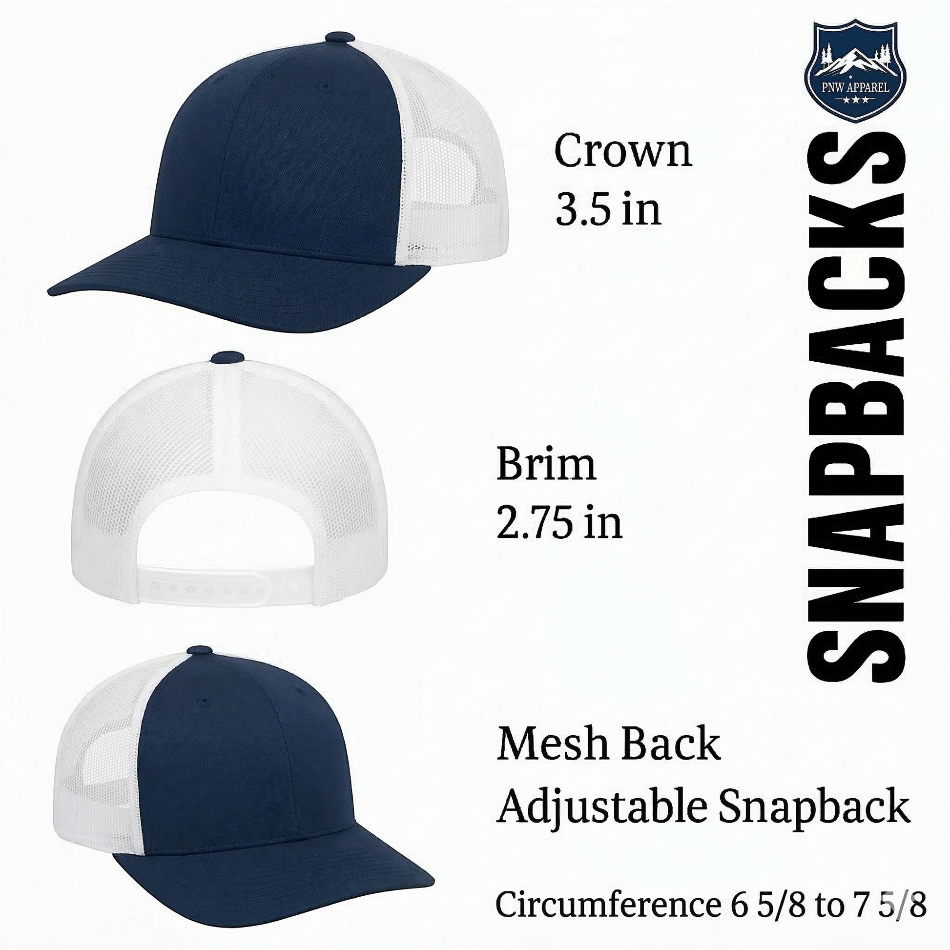 Moove Headwear navy blue and white mesh trucker hat with adjustable snapback closure, featuring Smokey Bear logo.