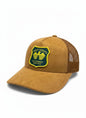 Moove Headwear USFS Ranger Trucker Hat in tan suede with mesh back and embroidered US Forest Service patch.