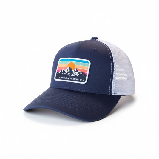 Retro Mountain Patch Vintage Trucker Hat - Adjustable Cap