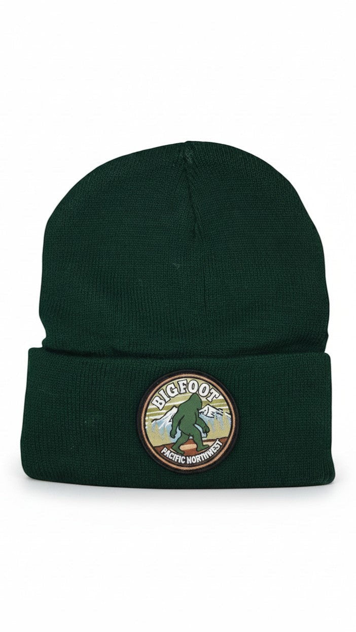 Sasquatch Heritage Patch Beanie | PNW Bigfoot Knit Cap