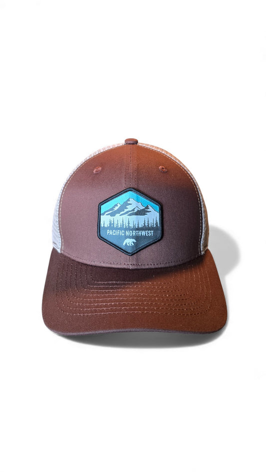 Pacific Northwest Trucker Hat with Patch - Stylish Outdoor Headwear