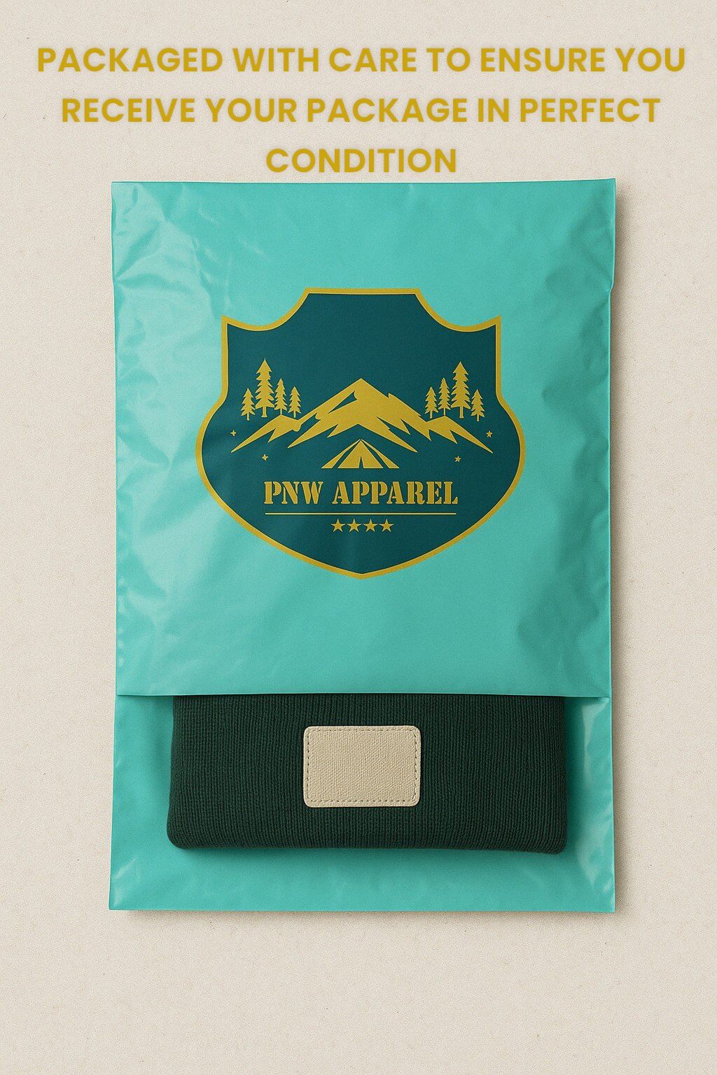 PNW Pine Leather Patch Beanie - Pacific Northwest Knit Cap