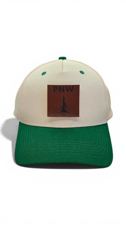 Minimalist Pine Tree Leather Patch Two-Tone Hat