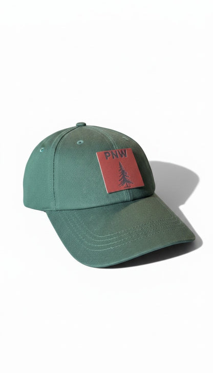 PNW Pine Leather Patch Dad Hat - Relaxed Fit Cap