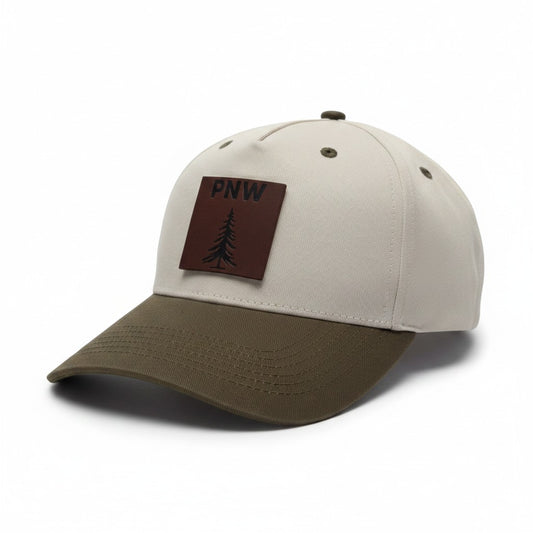Minimalist Pine Tree Leather Patch Two-Tone Hat