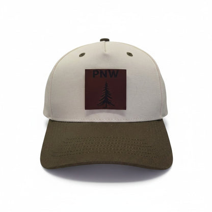 Minimalist Pine Tree Leather Patch Two-Tone Hat