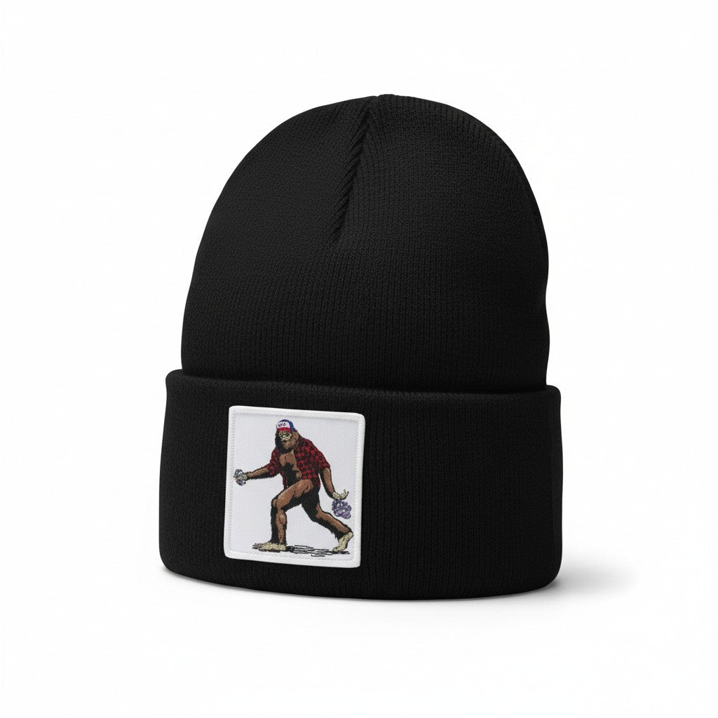 Big Foot Sasquatch Beanie - Embroidered Patch Winter Hat
