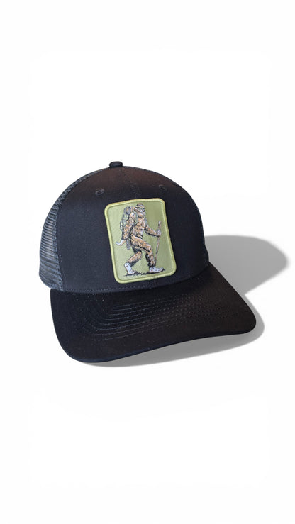Bigfoot Hiking Trucker Hat | Sasquatch Adventure Snapback Cap