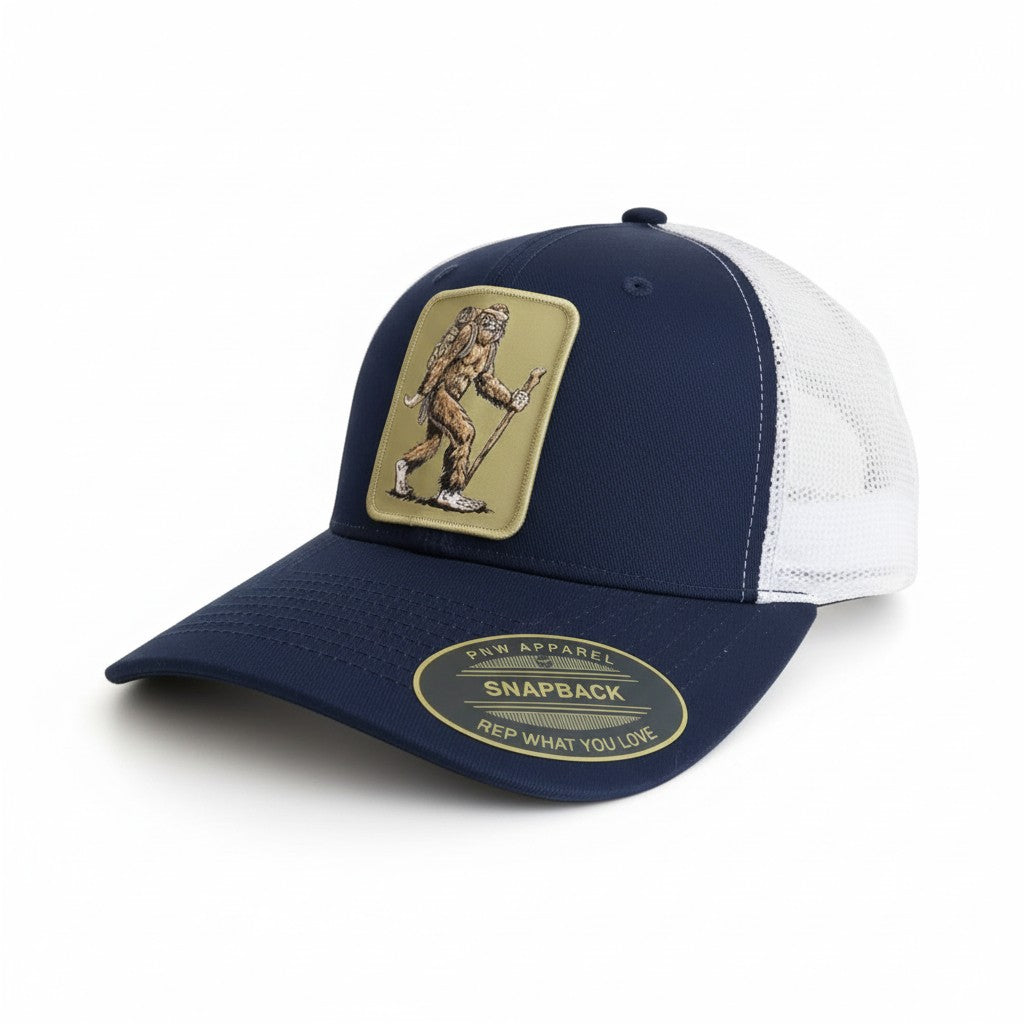 Bigfoot Sasquatch Hiking Trucker Hat | Outdoor Snapback Cap
