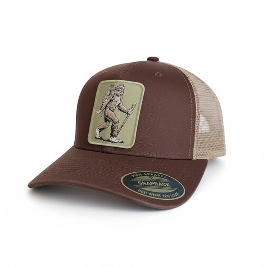 Bigfoot Sasquatch Hiking Trucker Hat | Outdoor Snapback Cap
