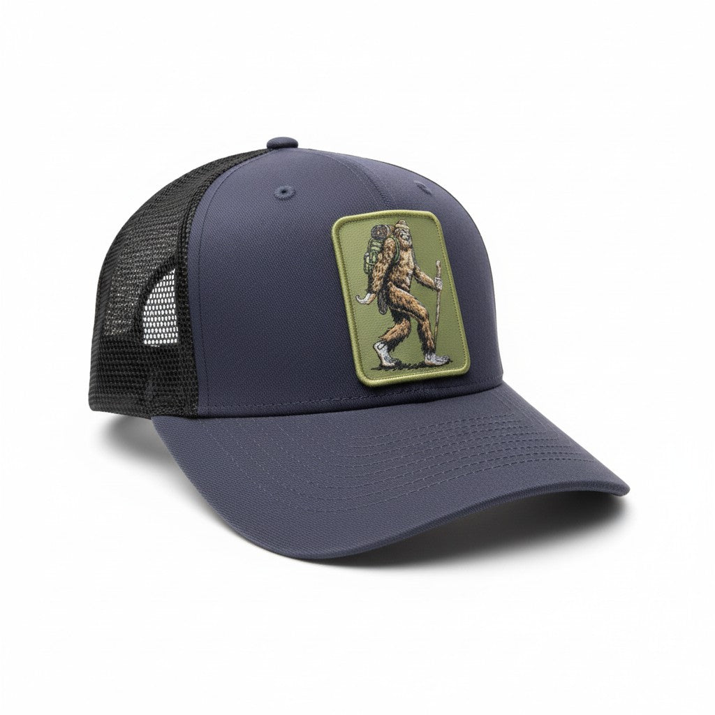Bigfoot Sasquatch Hiking Trucker Hat | Outdoor Snapback Cap
