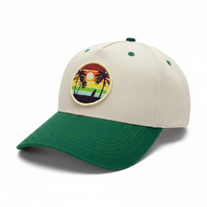 Vintage Palm Tree Surfboard Two-Tone Beach Hat